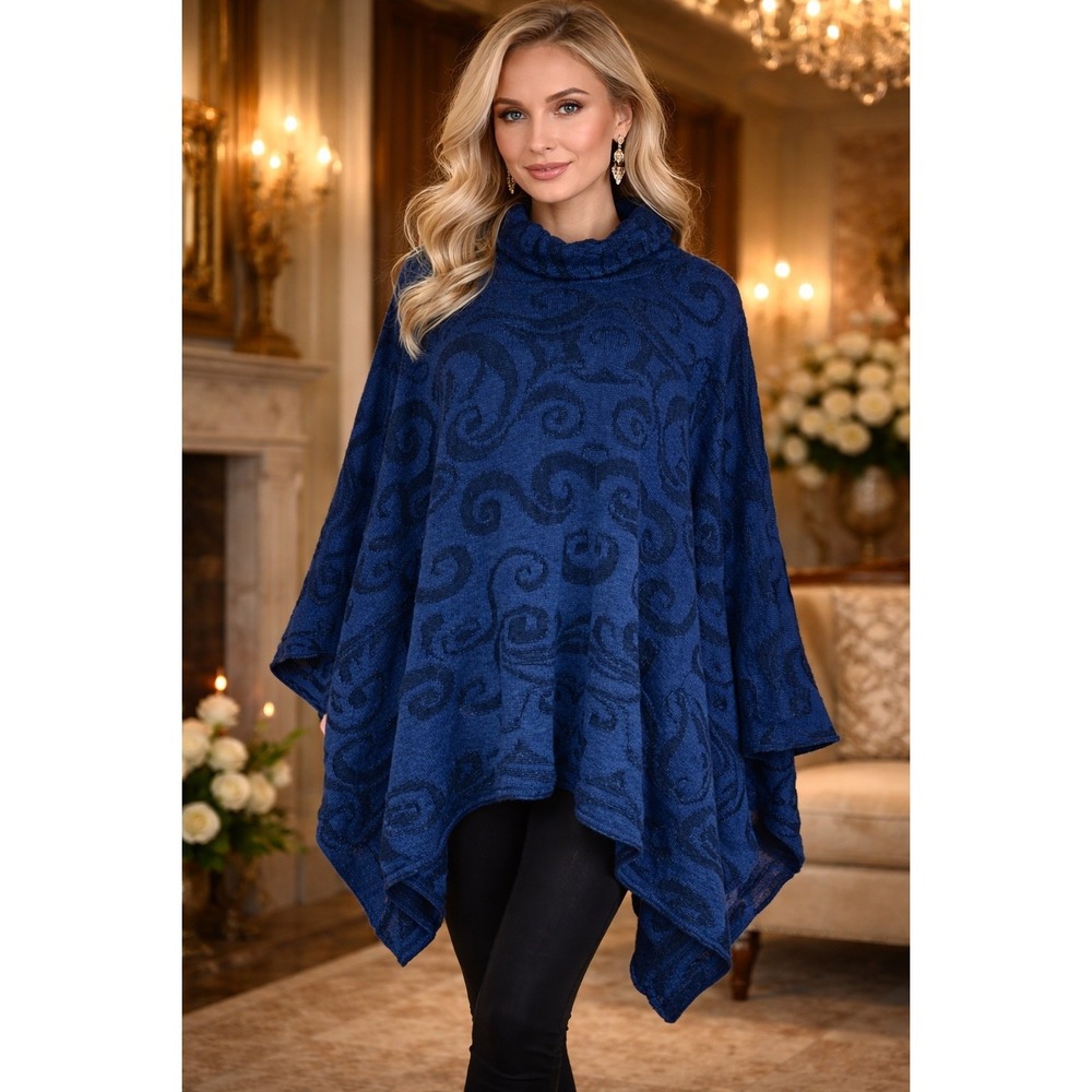 Overland Luxury Poncho 100% Alpaca Peru Sweater‎ One Size NWT Textured